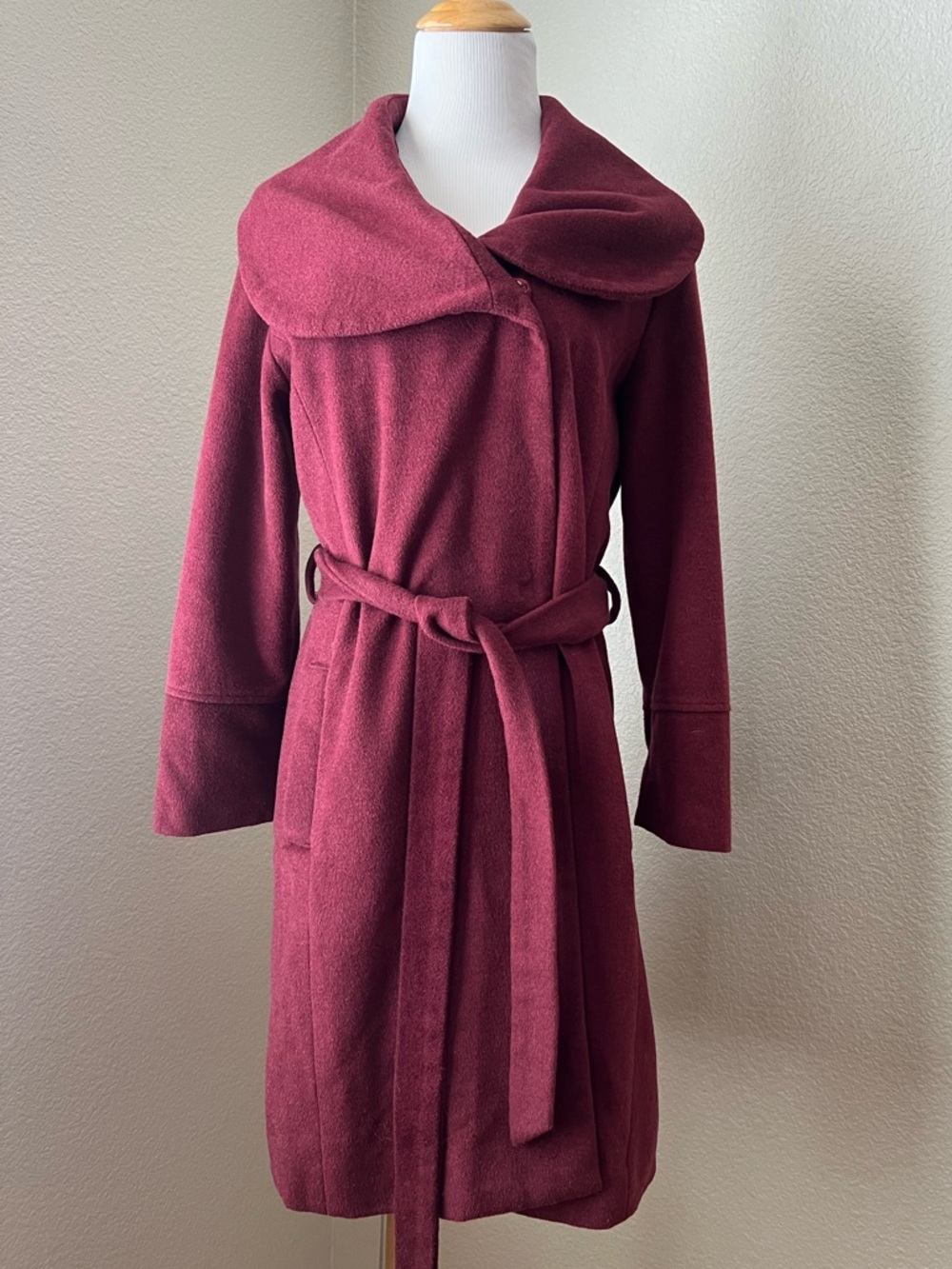 Anthropologie Seen Worn Kept Burgundy Wool Coat, MP